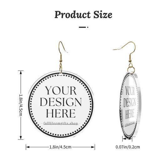 Custom Printed Acrylic Earrings (3 Metal Colors: Gold, KC Gold, Silver)