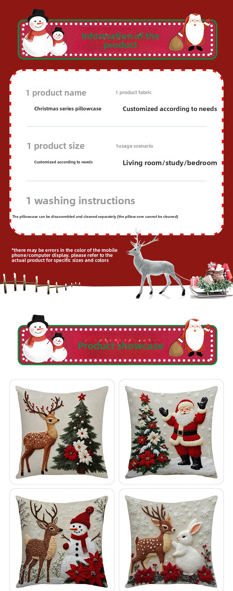 Christmas throw pillow set, festive elk and rabbit decoration for sofa, creating an atmosphere of decoration with short plush pillows