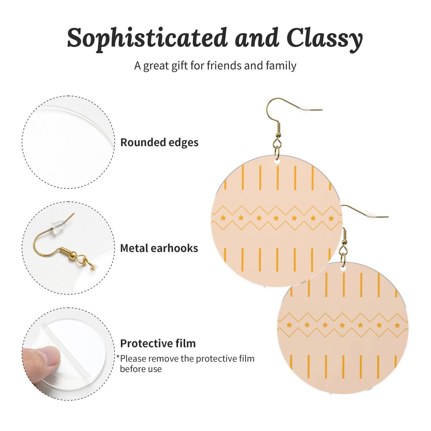 Personalized customizable earrings (Yellow Star Geometry), no MOQ