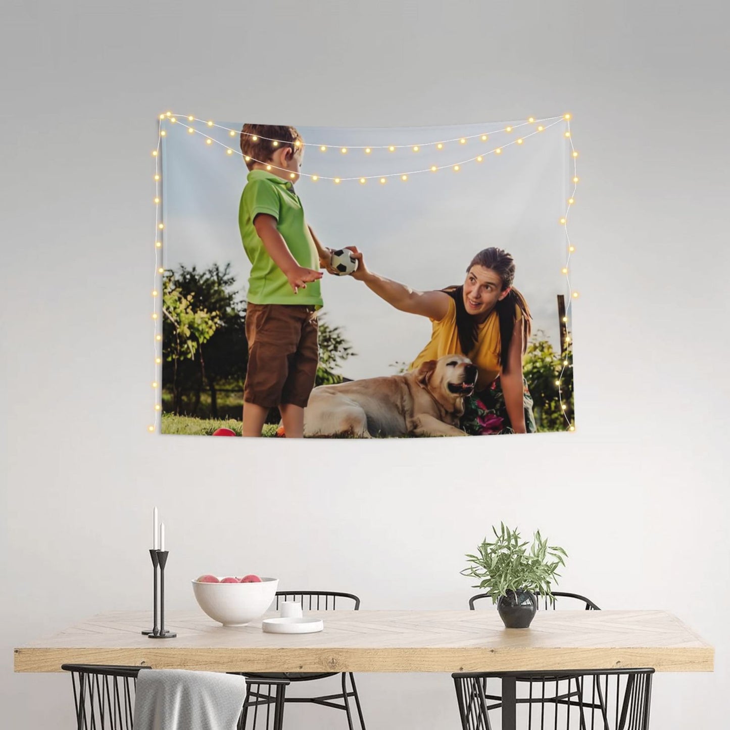 Custom Photo Wall Tapestry - Cozy Family & Pet Room Decor