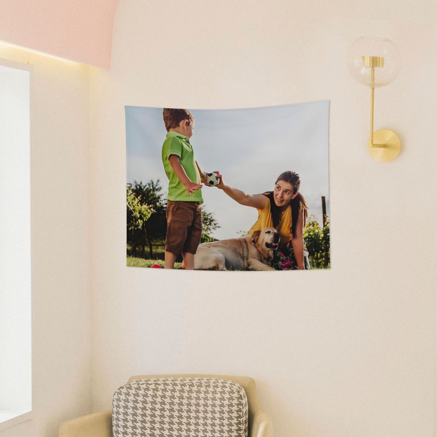 Custom Photo Wall Tapestry - Cozy Family & Pet Room Decor
