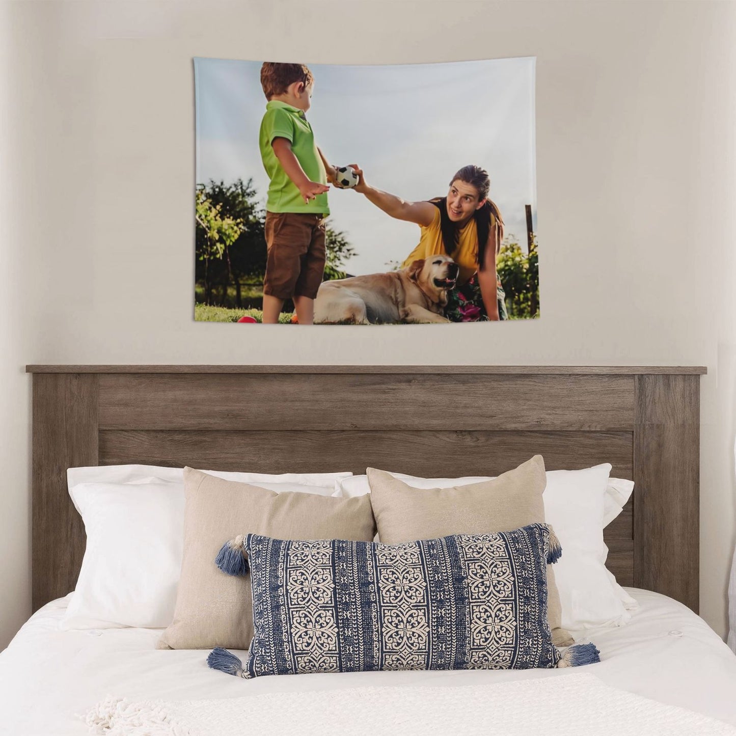 Custom Photo Wall Tapestry - Cozy Family & Pet Room Decor