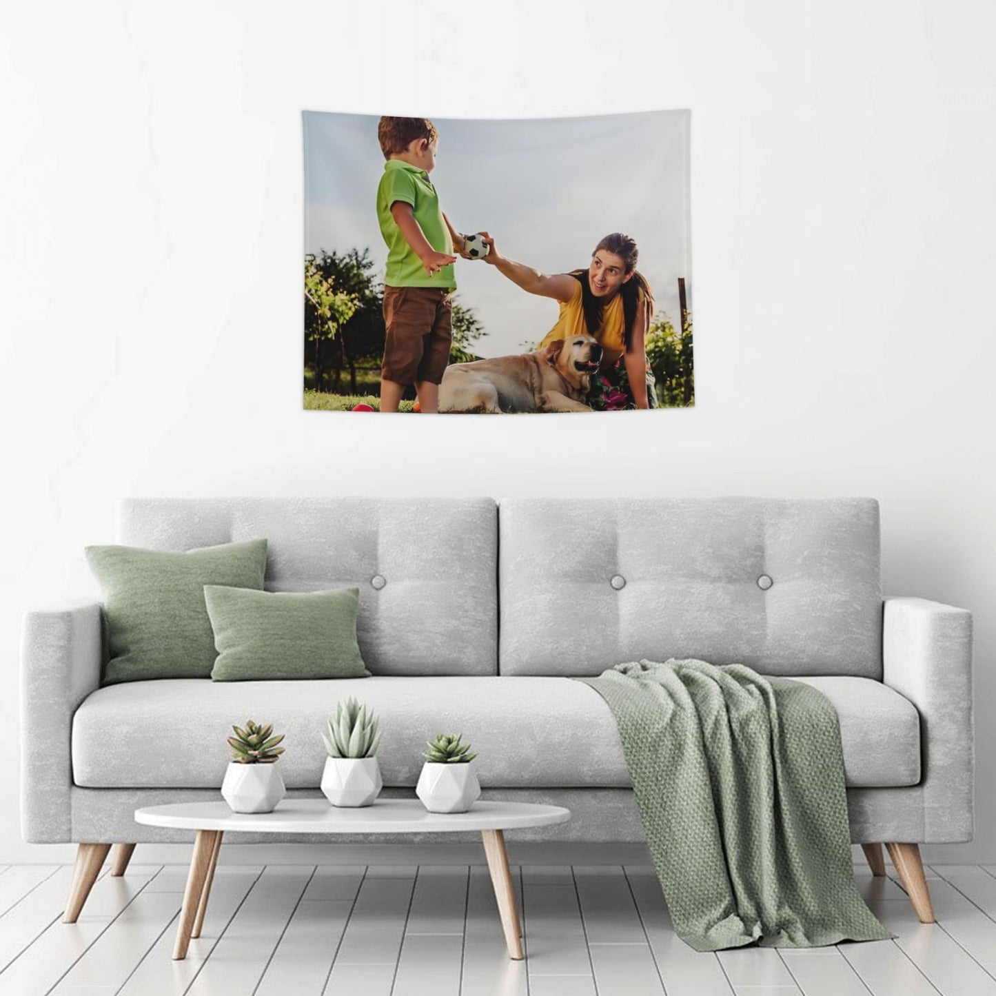 Custom Photo Wall Tapestry - Cozy Family & Pet Room Decor