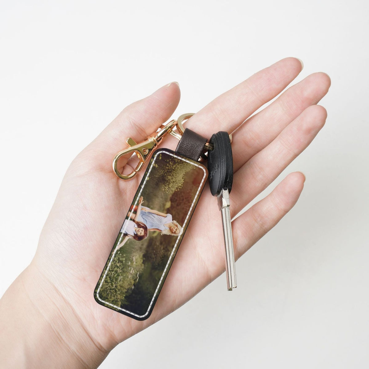 Custom Leather Photo Keychain