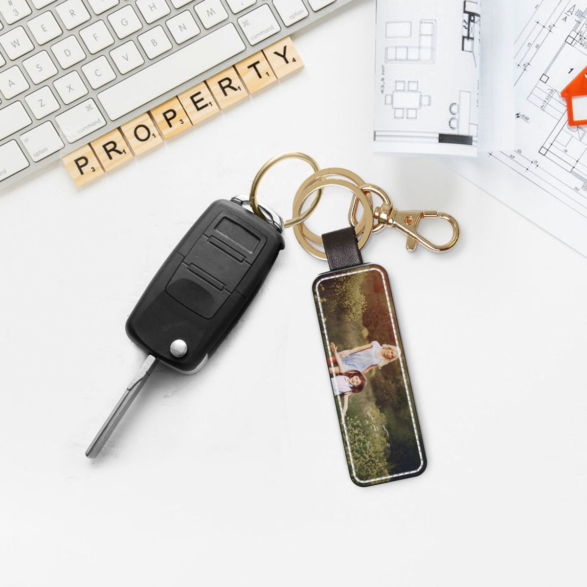 Custom Leather Photo Keychain