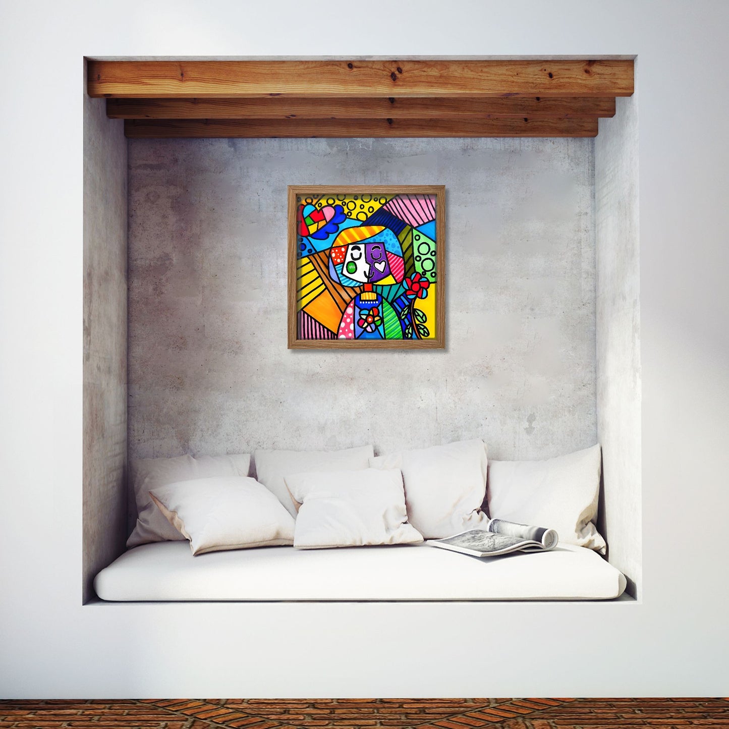 Square Framed Wood Print (1:1 Ratio) | Personalized Kids' Art