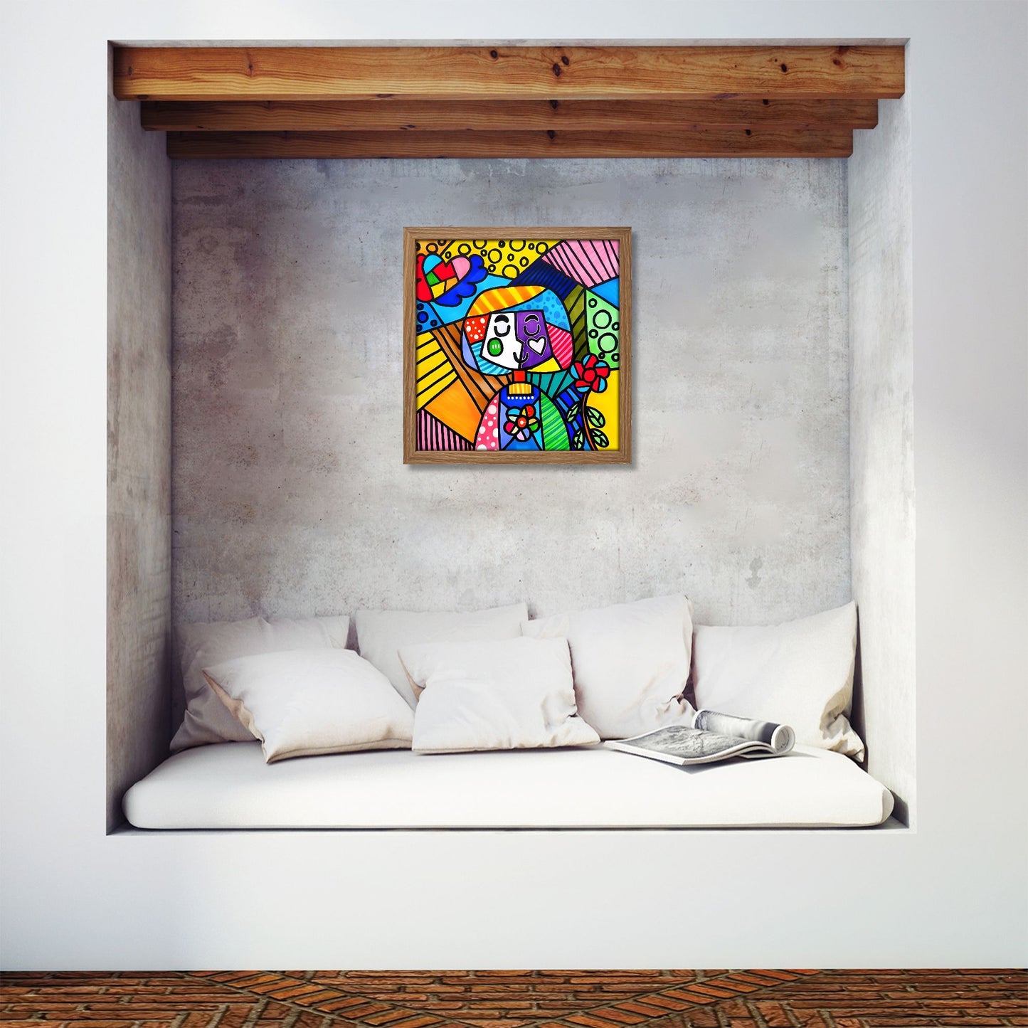 Square Framed Wood Print (1:1 Ratio) | Personalized Kids' Art