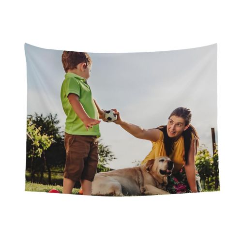 Custom Photo Wall Tapestry - Cozy Family & Pet Room Decor