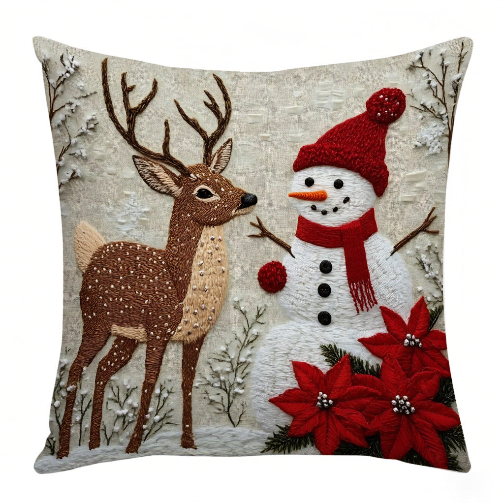 Christmas throw pillow set, festive elk and rabbit decoration for sofa, creating an atmosphere of decoration with short plush pillows