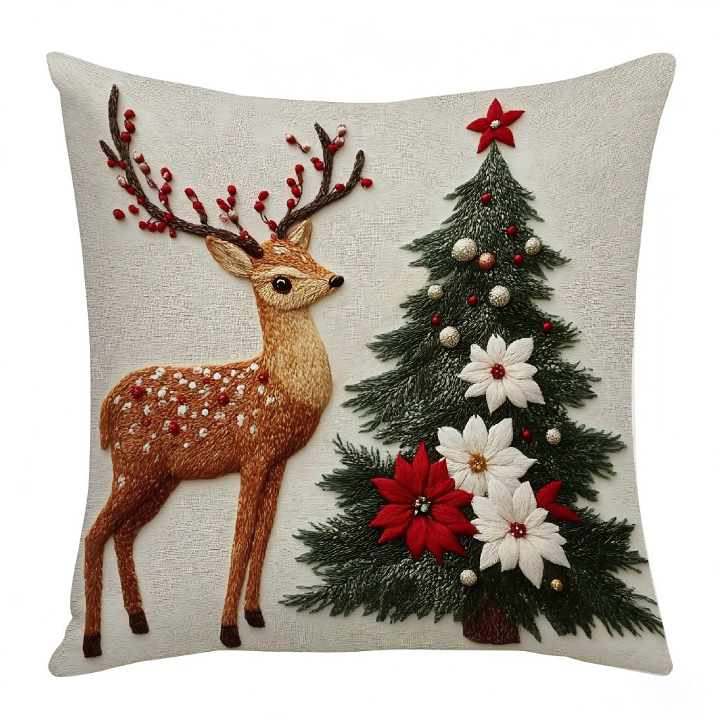 Christmas throw pillow set, festive elk and rabbit decoration for sofa, creating an atmosphere of decoration with short plush pillows